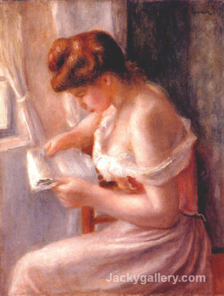 A girl reading by Pierre Auguste Renoir paintings reproduction